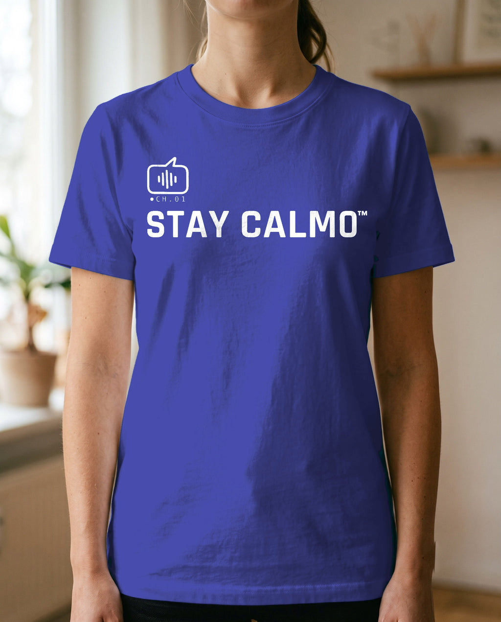 T-shirt Stay Calmo CH.01 — Modello A, Donna