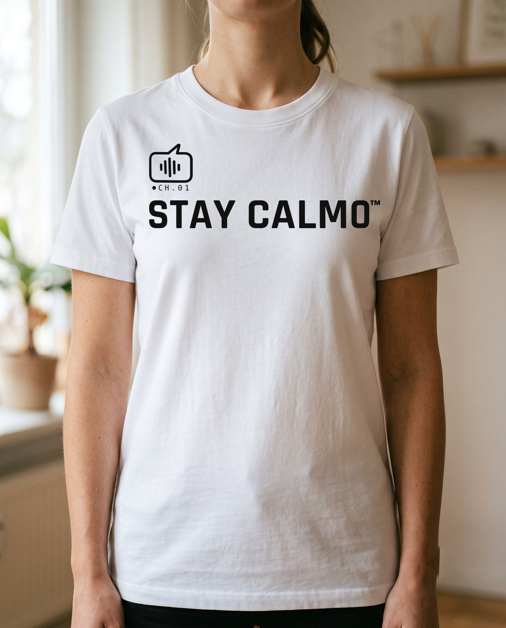 T-shirt Stay Calmo modello A bianca, donna — fronte