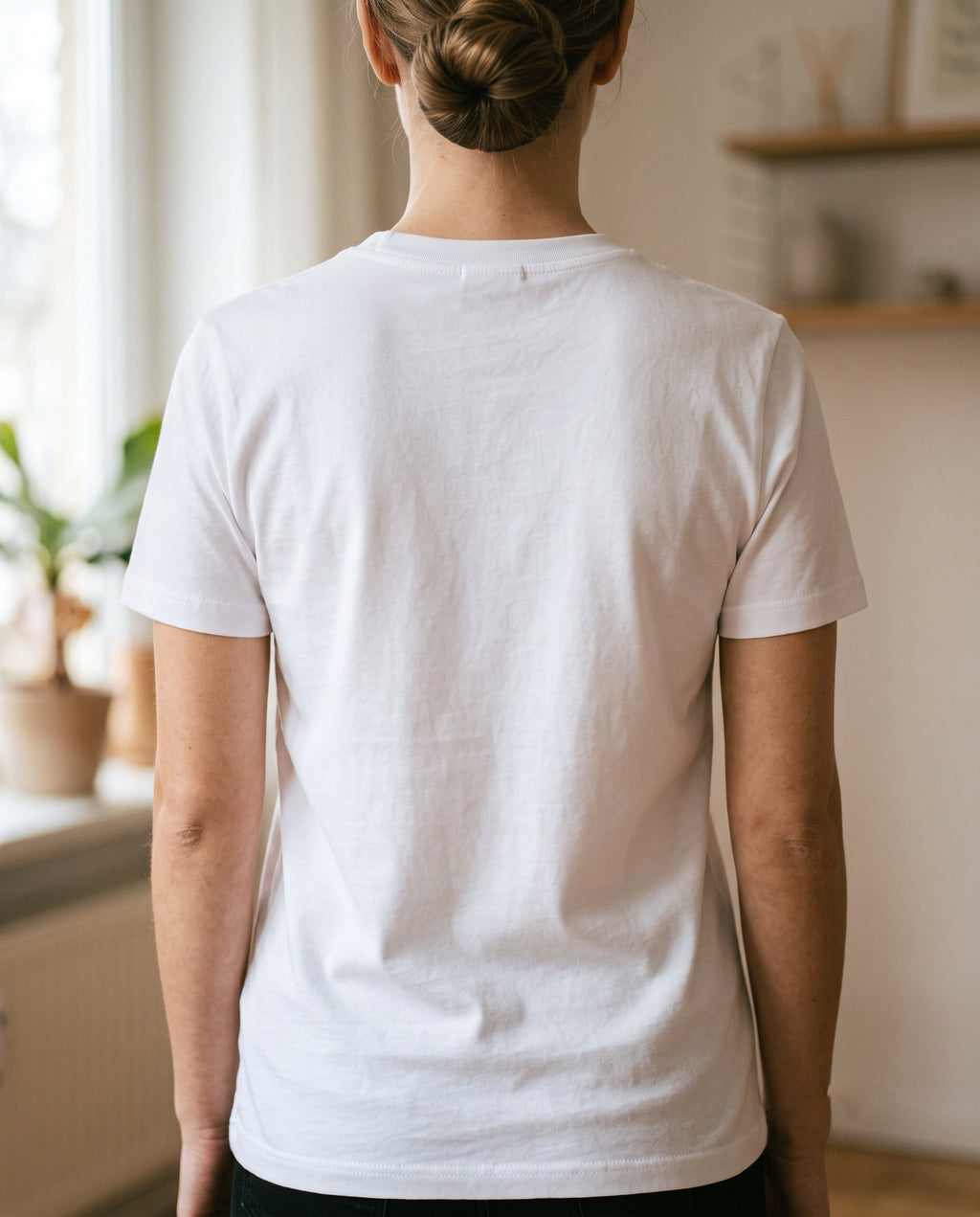 T-shirt Stay Calmo modello A bianca, donna — retro