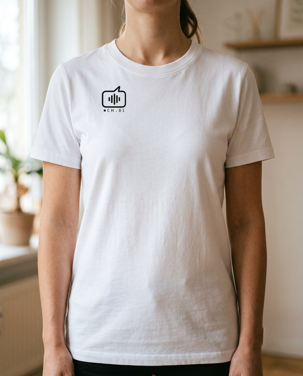 T-shirt Stay Calmo modello B bianca, donna — fronte