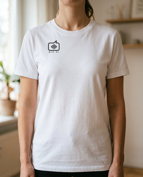 T-shirt Stay Calmo modello B bianca, donna — fronte